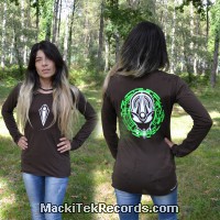 Femme : T-Shirt Manches Longues Marron Dark Mystik Alien Perfect Green